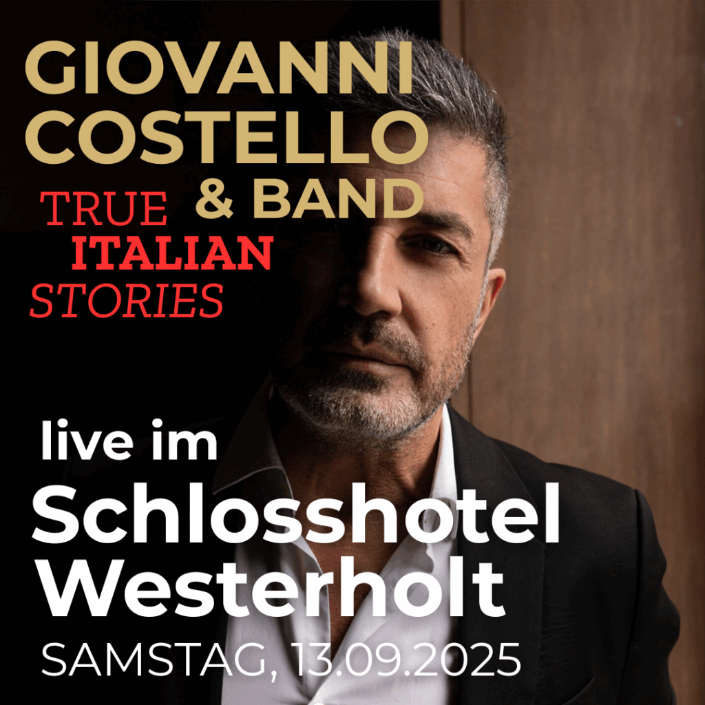 Giovanni Costello live beim Konzert im Innenhof des Schlosshotels Westerholt – musikalischer Sommerabend unter freiem Himmel