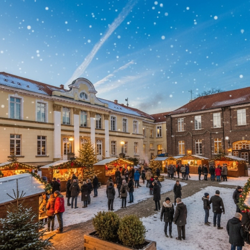 Weihnachtsbuden vor dem Schlosshotel